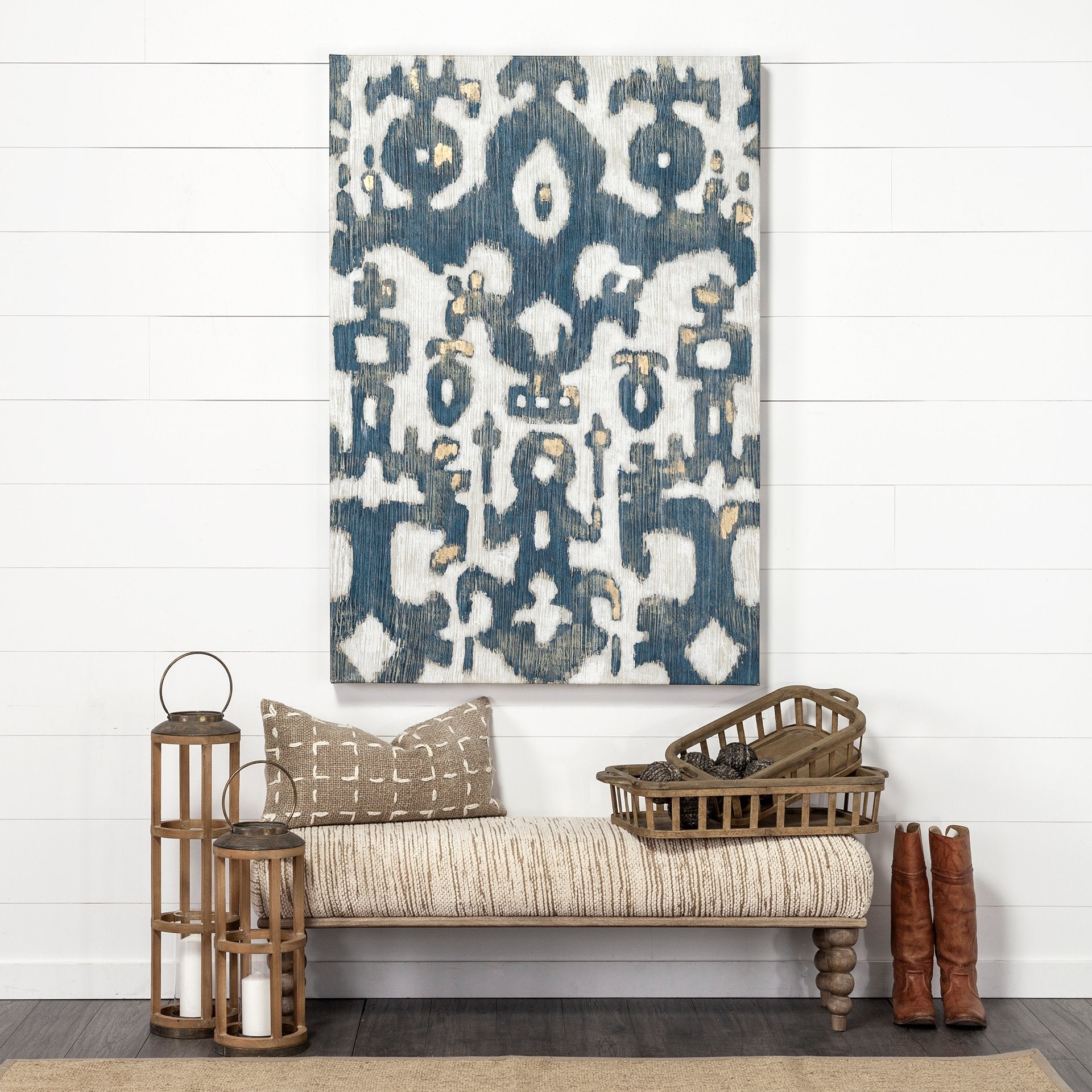 Alder II 55L x 16W Cream Upholstered Seat Wooden Base Accent Bench