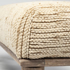 Alder II 55L x 16W Cream Upholstered Seat Wooden Base Accent Bench