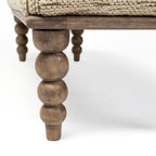 Alder II 55L x 16W Cream Upholstered Seat Wooden Base Accent Bench