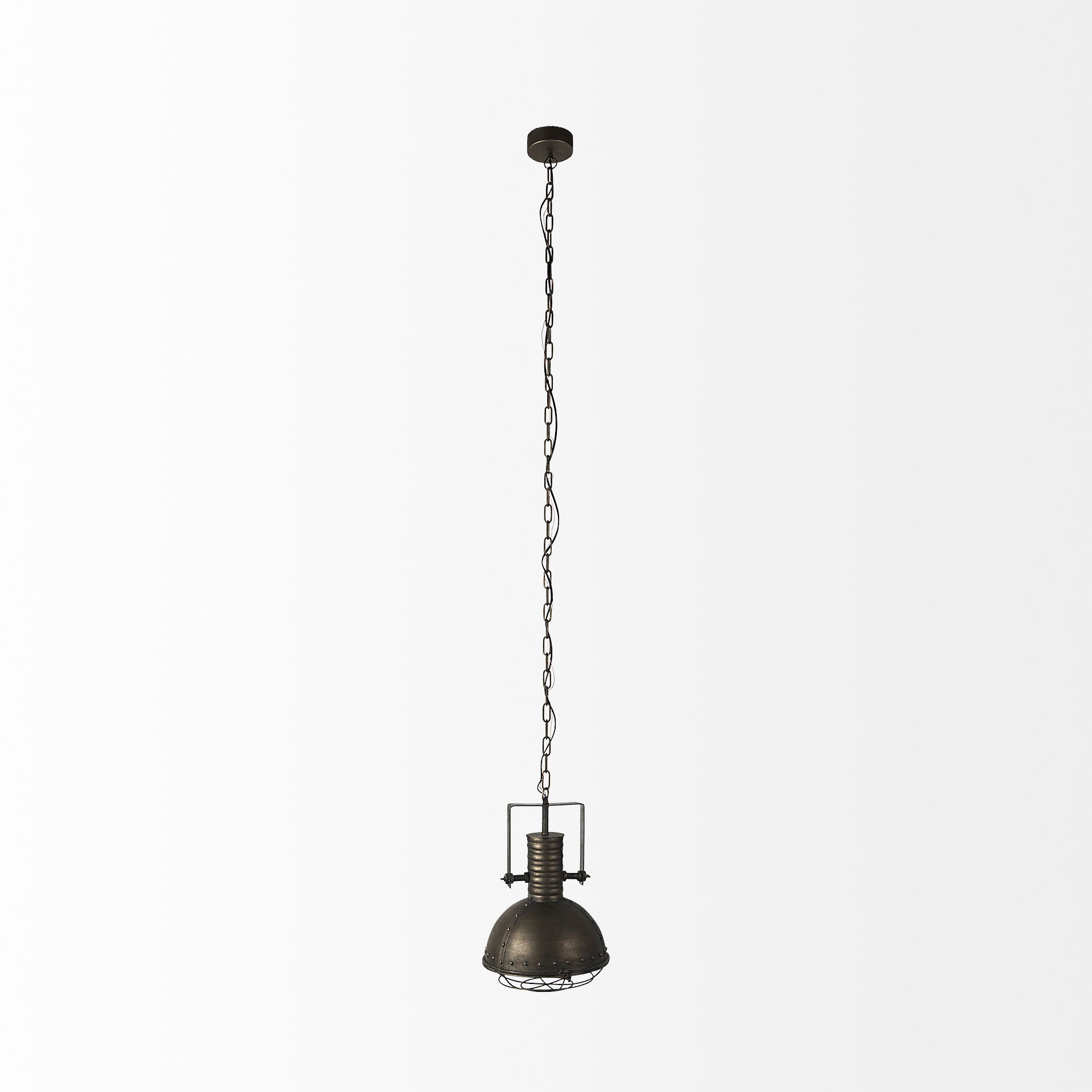 Zaio 12.5Lx 12.5W x 18.5H Weathered Antique Gold Metal Caged Bulb Pendant Light