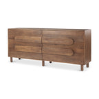 Astrid 71L x 17W x 30.3H Medium Brown Solid Wood 6 Drawer Sideboard