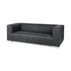 70794 - Ricciardo Black Leather Wrapped Three Seater Sofa 82.5L x 38.5W x 26.5H