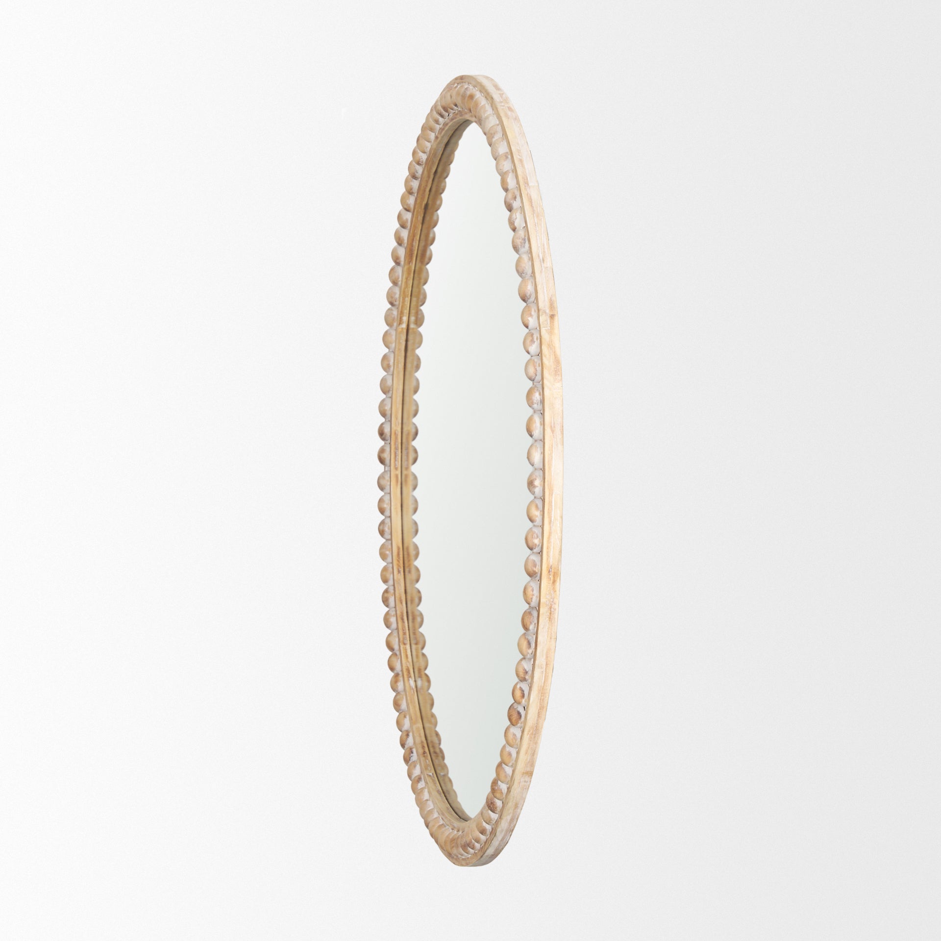 Roan Light Brown Wood Beaded Wall Mirror