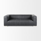 70794 - Ricciardo Black Leather Wrapped Three Seater Sofa 82.5L x 38.5W x 26.5H