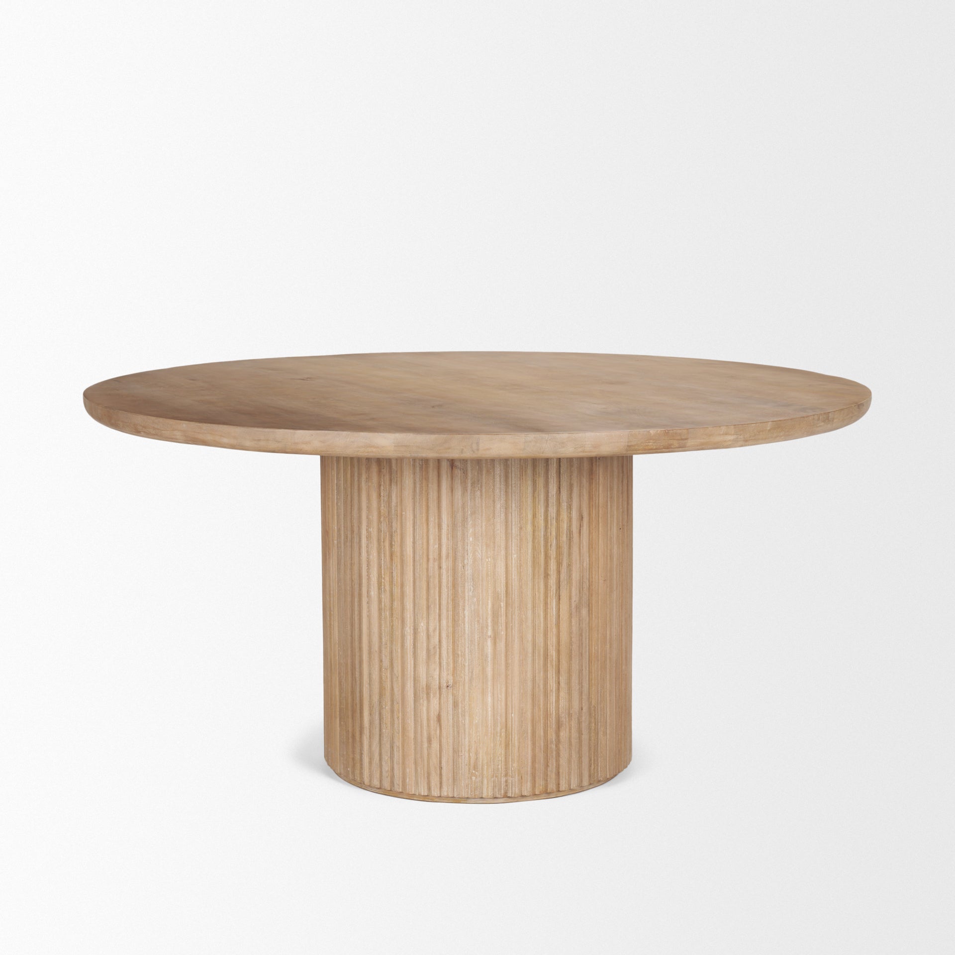 Terra 60L x 60W x 30H Light Brown Wood Round Fluted Dining Table