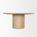 Terra 60L x 60W x 30H Light Brown Wood Round Fluted Dining Table