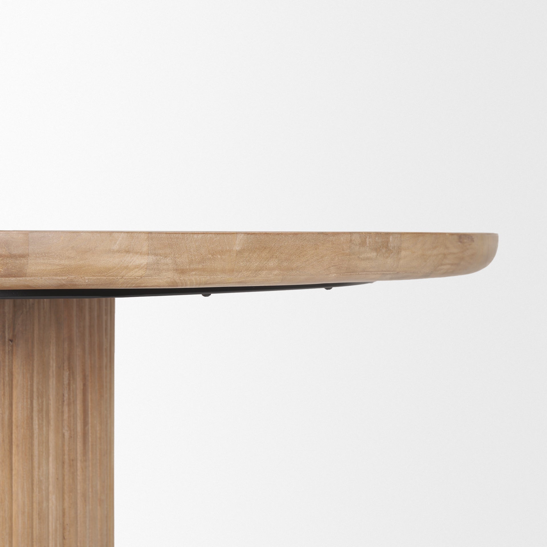 Terra 60L x 60W x 30H Light Brown Wood Round Fluted Dining Table