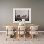 Owen Dining Chair W/ Medium Brown Wood and Beige Fabric