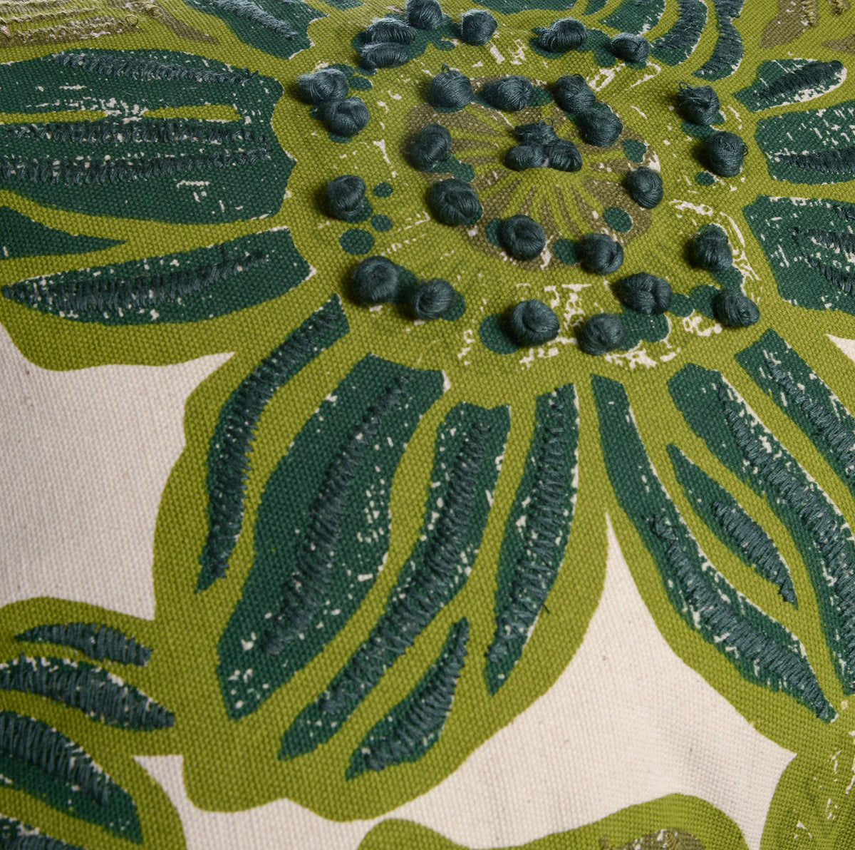 Green 14"x26" Floral Cottage Cotton Lumbar Throw Pillow