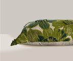 Green 14"x26" Floral Cottage Cotton Lumbar Throw Pillow