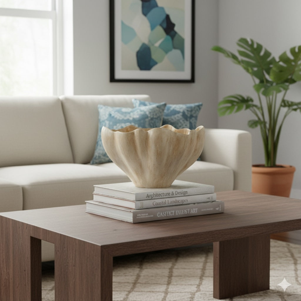 OVAL HARDING BOWL WITH BROWN WASH FINISH