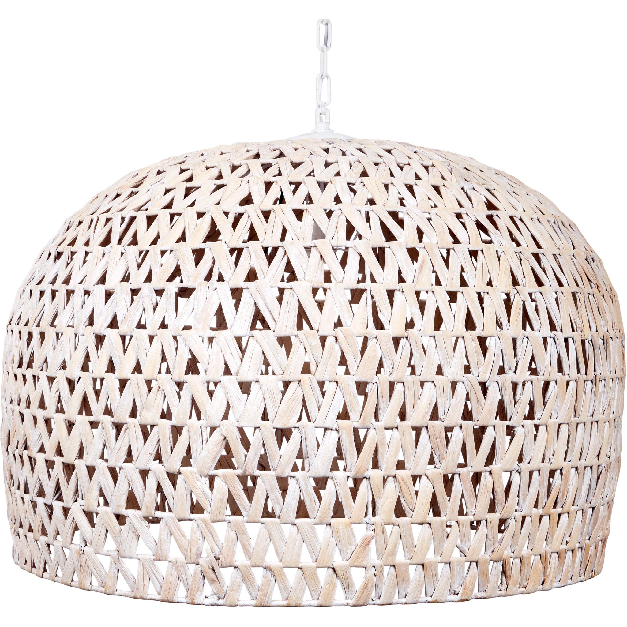 MARLEY LARGE WOVEN WATER HYACINTH CHANDELER WITH WHITE WASH
