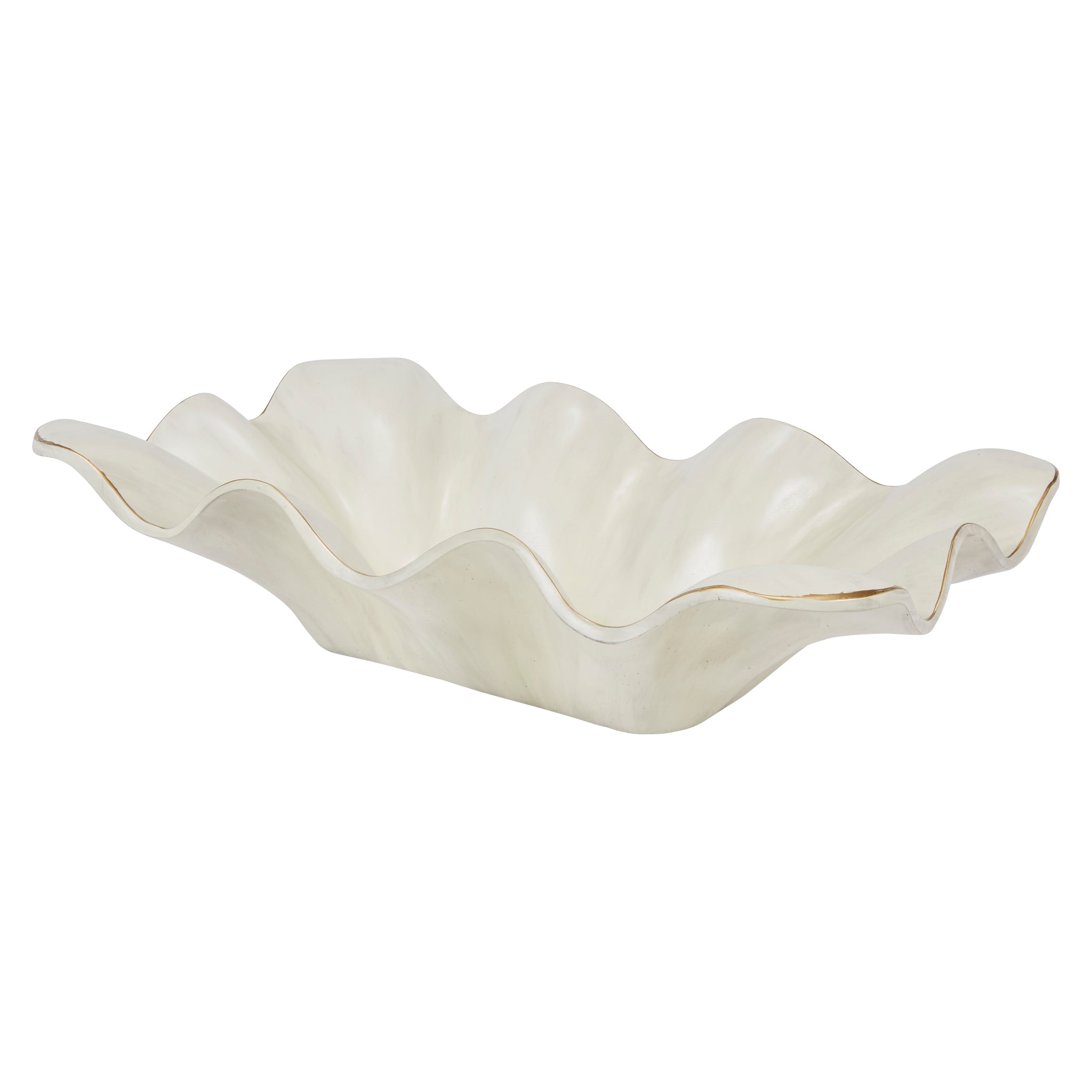 FURMAN BRUSHED CREAM WAVE BOWL WITH GOLD ACCENTS