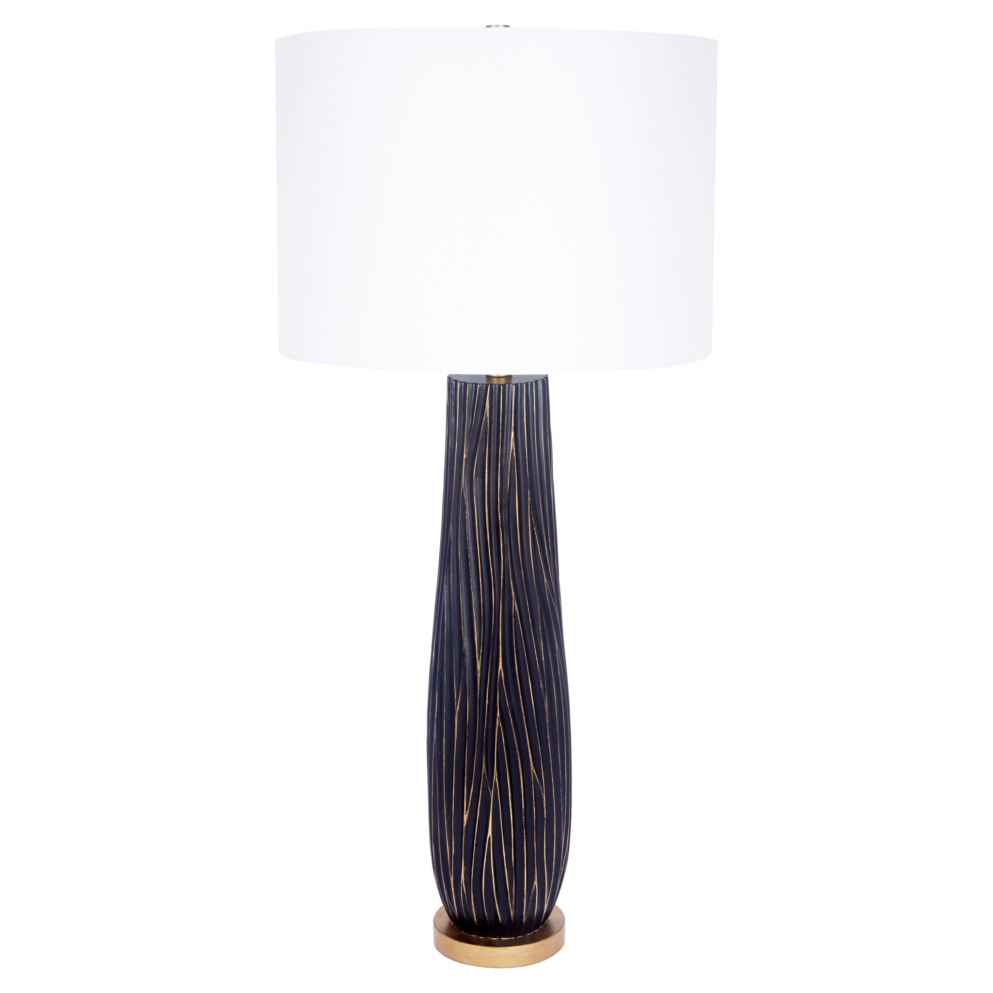 HERITAGE BLACK BUFFET LAMP WITH GOLD ACCENTS & WHITE LINEN SHADE