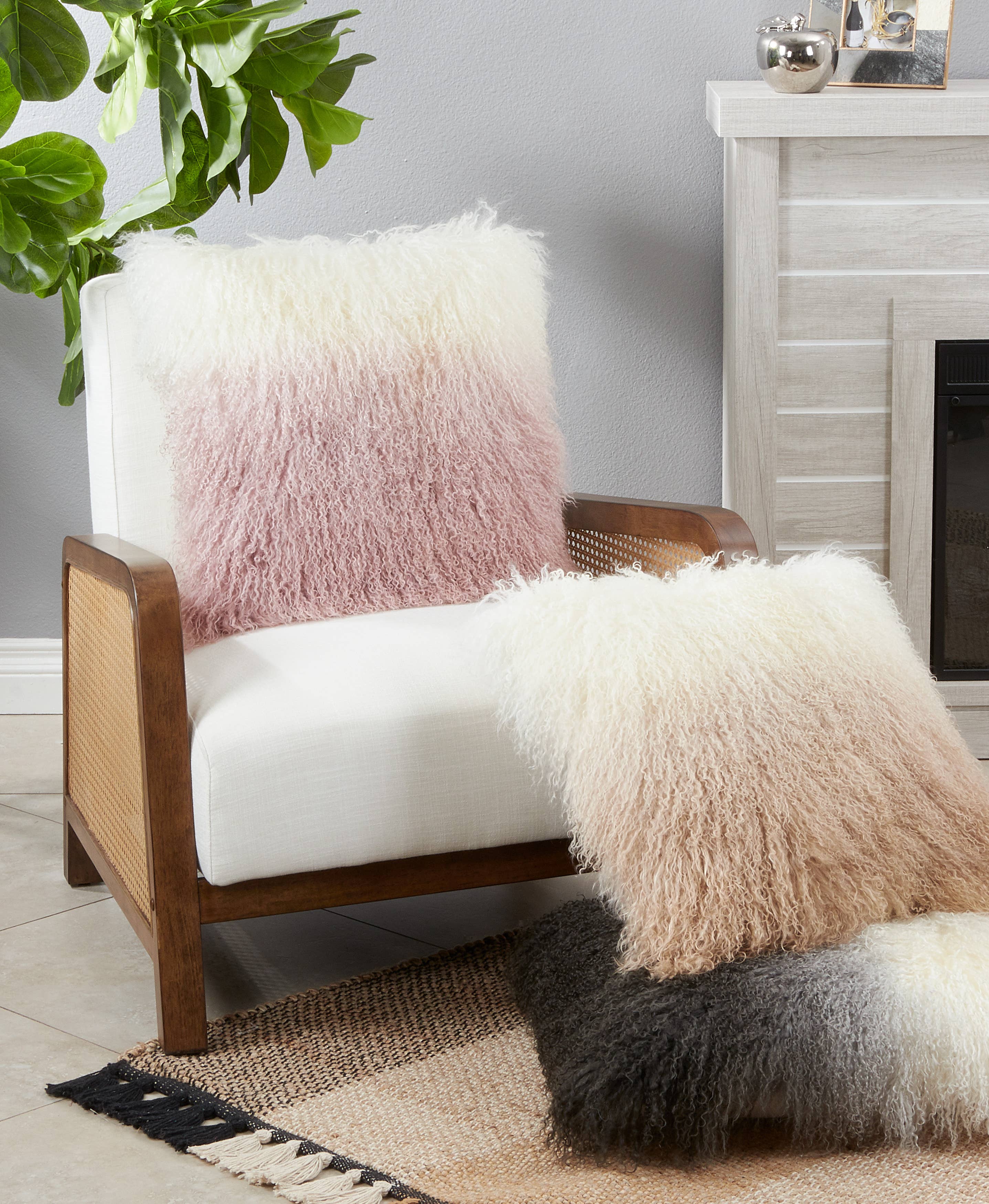Ombre Lamb Fur Pillow 20x20