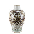 Rusty Brown Baluster Vase Sea Flower Motif