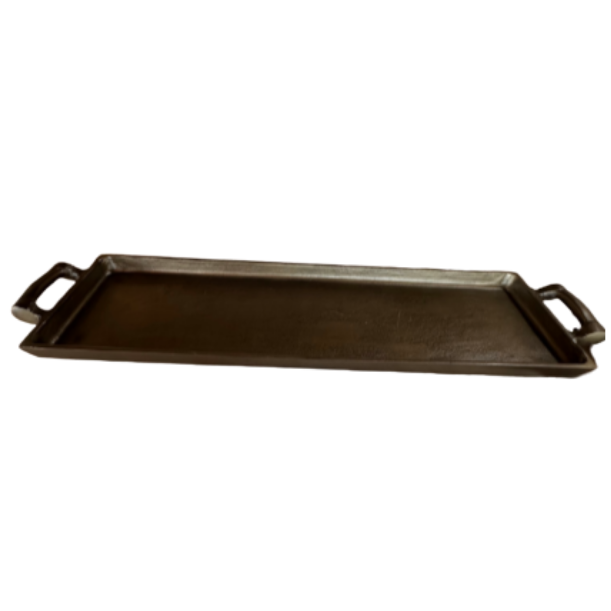 16" ALUMINUM SERVING TRAY WITH HANDLE OIL RUBBED BRONZE