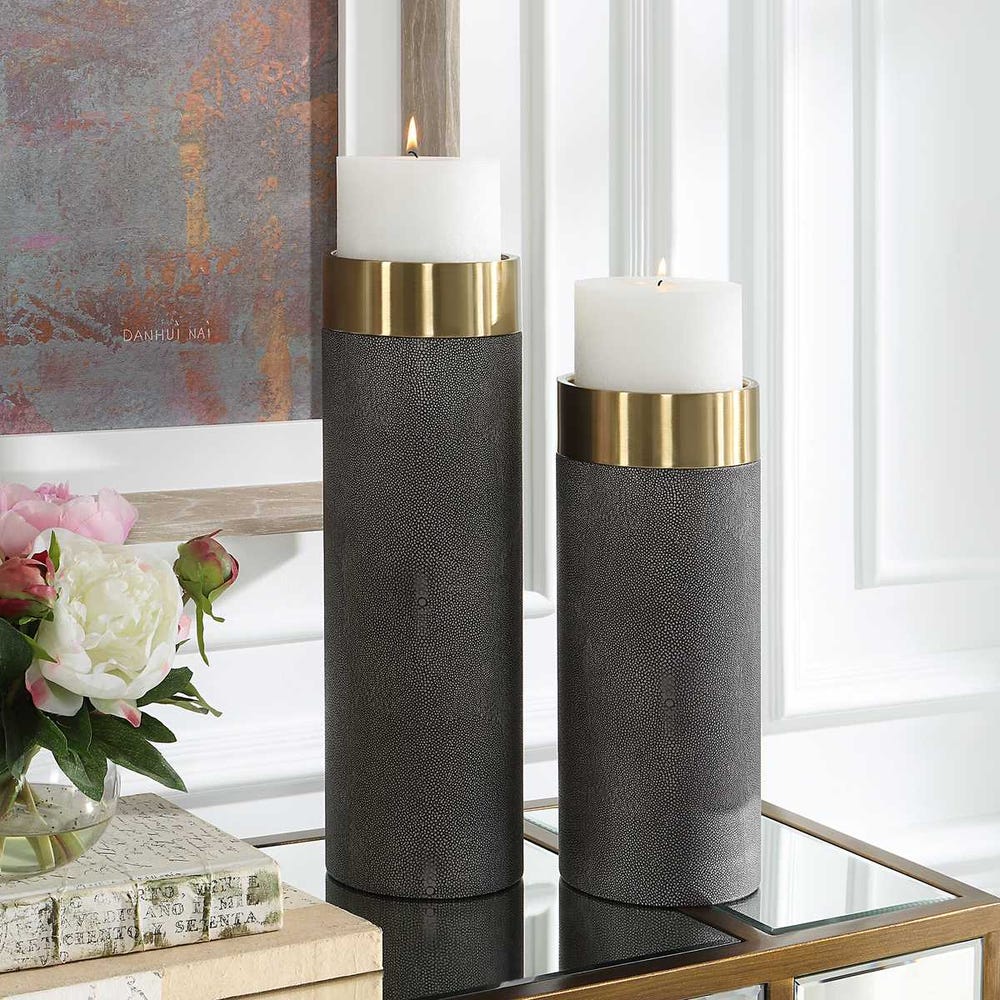 Wessex Candleholders -  Gray S/2