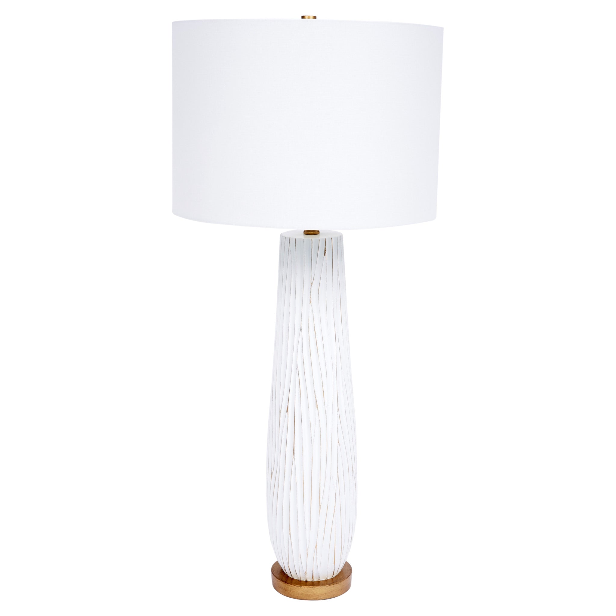 HERITAGE WHITE BUFFET LAMP WITH GOLD ACCENTS & WHITE LINEN SHADE