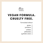 Product label for 'Hello Aromas' with vegan and cruelty-free information on a white background.