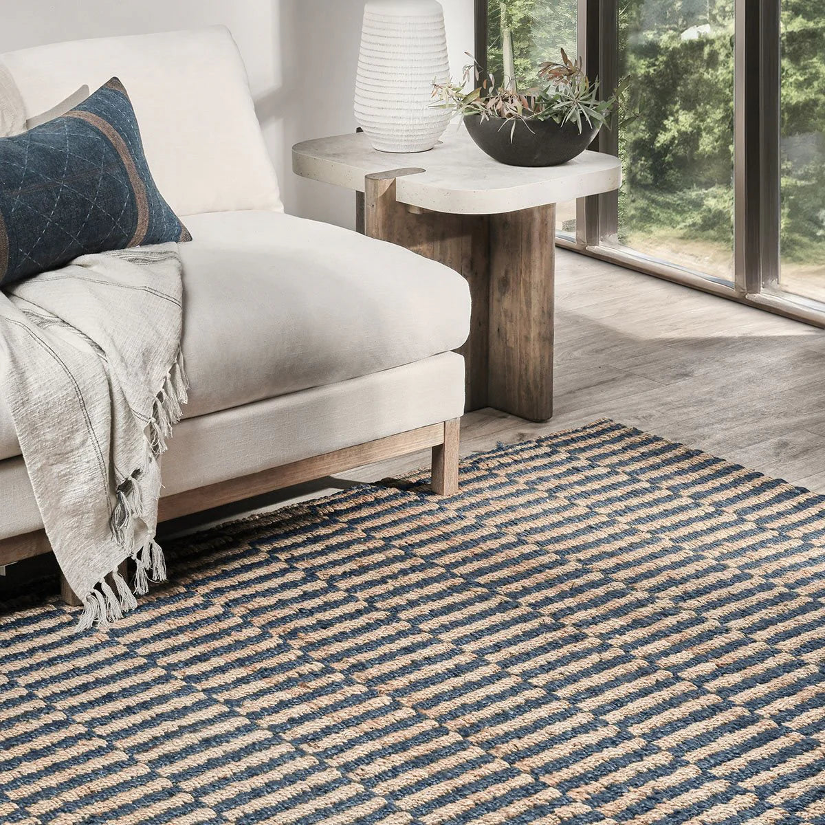 Monterey Jute Rug - Blue/Natural
