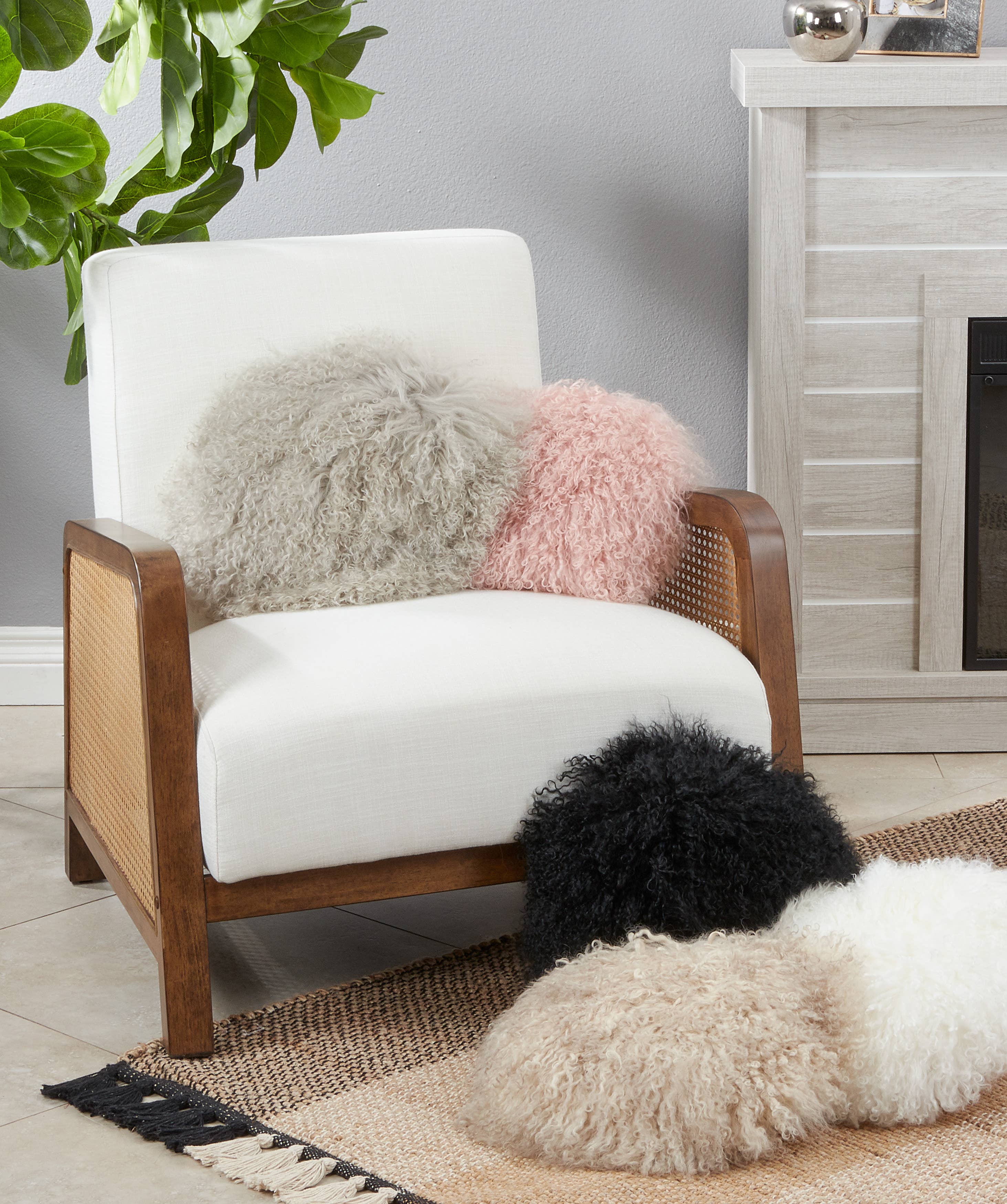 Mongolian Lamb Fur Pillow - Poly Filled