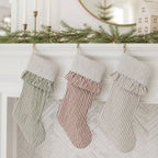 Ticking Stripe Christmas Stocking with Ticking Ruffle