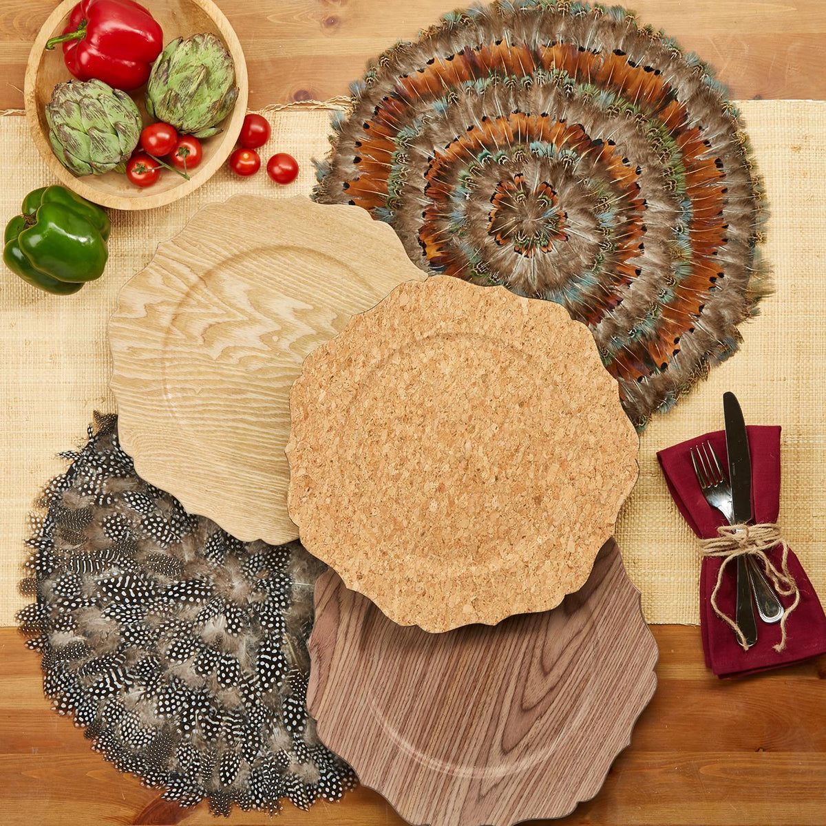 Set of 6 Guinea Fowl Feather Placemats - Feathers