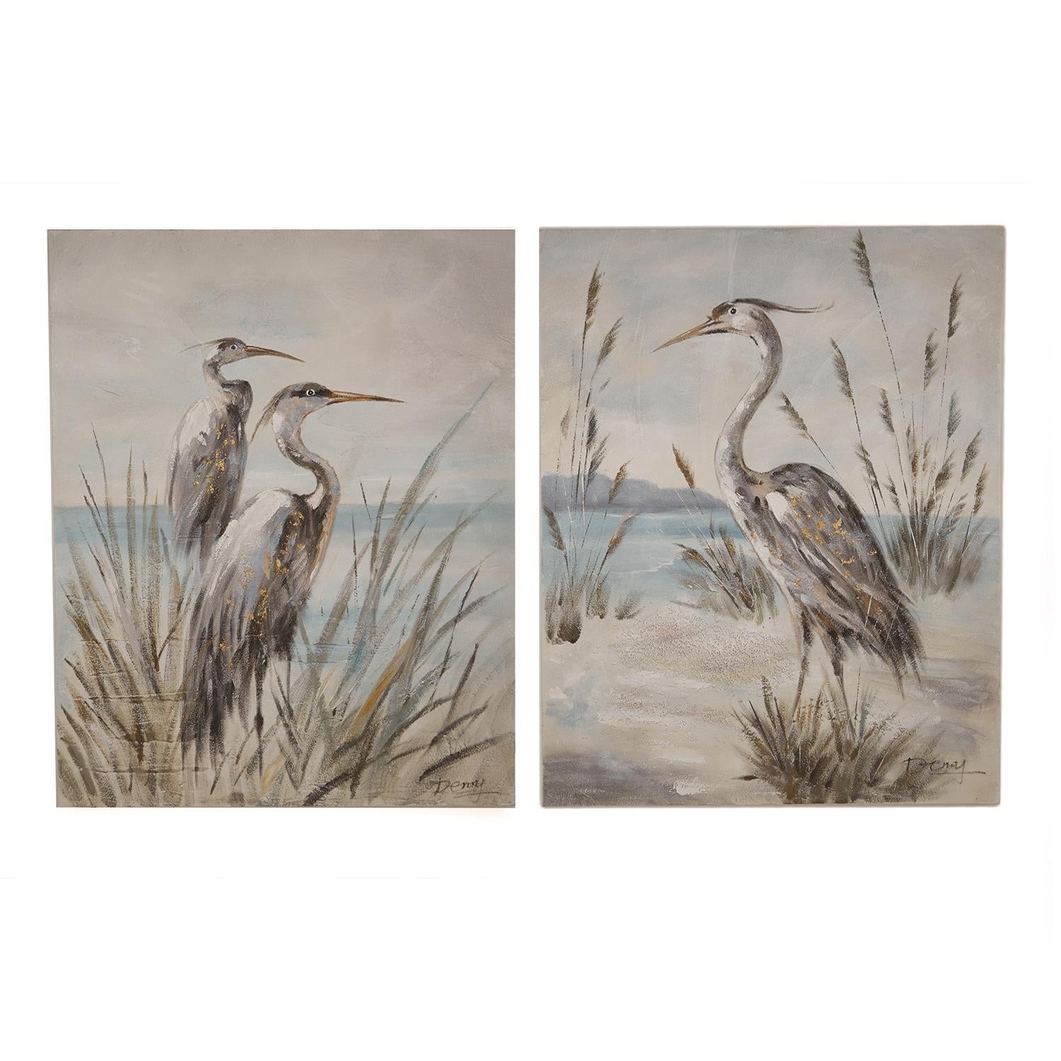 Shore Bird Wall Art Canvas - Set of 2