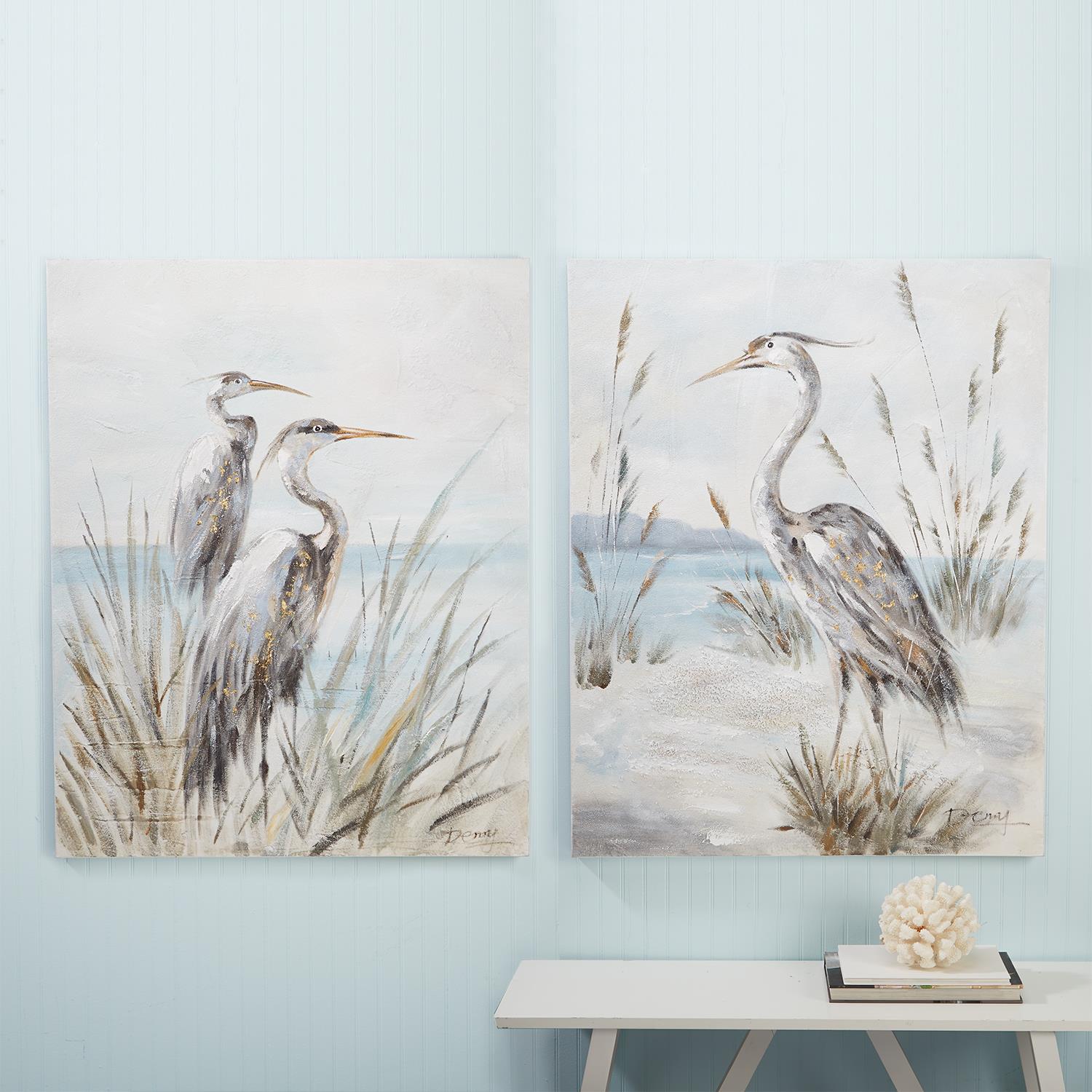 Shore Bird Wall Art Canvas - Set of 2