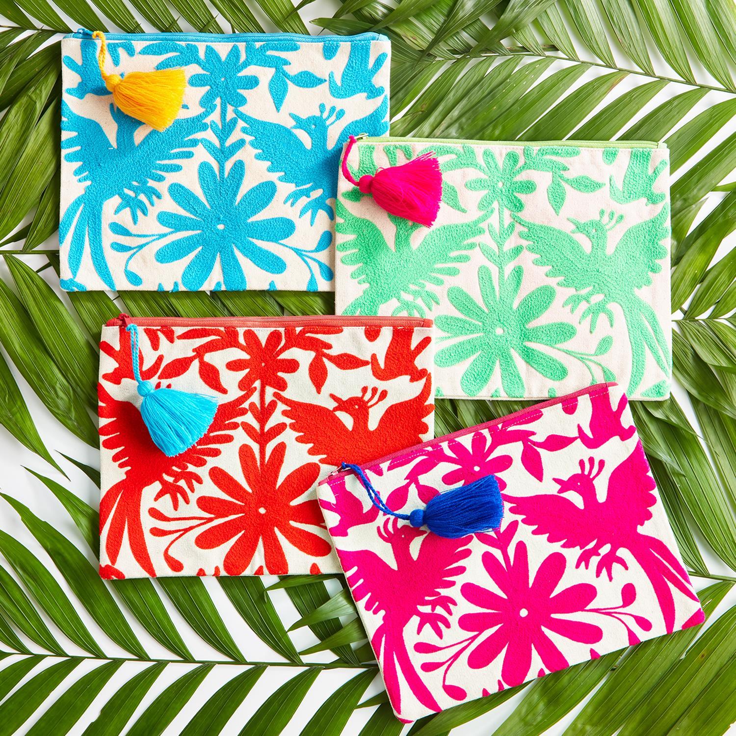 Flora & Fauna Embroidered Multipurpose Pouch - Set of 4