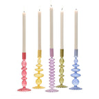 Hand-Blown Glass Taper Candlestick Candleholders Set of 5