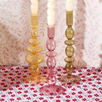 Hand-Blown Glass Taper Candlestick Candleholders Set of 5