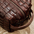 Chestnut Woven Leather Dopp Kit A/2