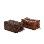Chestnut Woven Leather Dopp Kit A/2