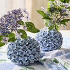 Set of 2 Hand-Crafted Blue Hydrangea Flower Bud Vases / Taper Candlestick Candleholders