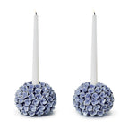 Set of 2 Hand-Crafted Blue Hydrangea Flower Bud Vases / Taper Candlestick Candleholders