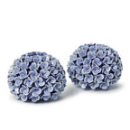 Set of 2 Hand-Crafted Blue Hydrangea Flower Bud Vases / Taper Candlestick Candleholders