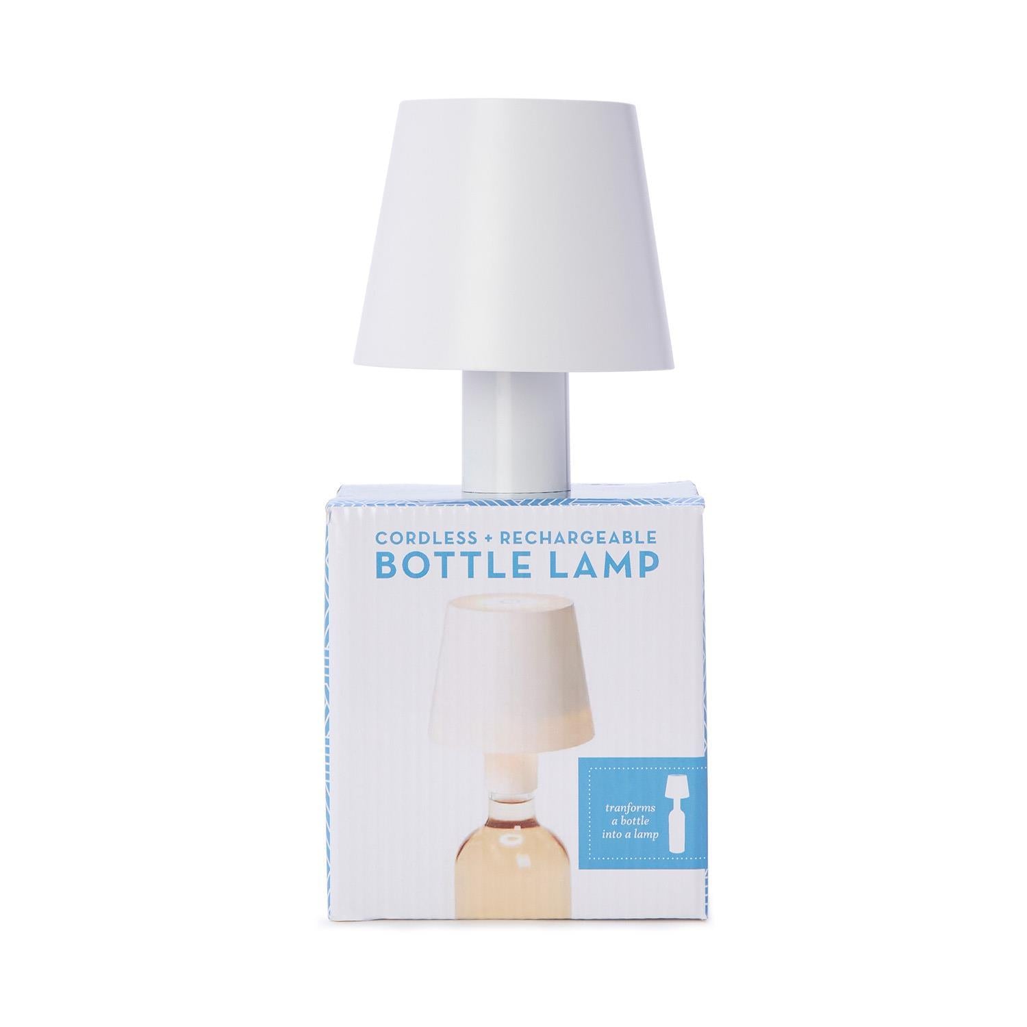 LED Portable Cordless White Lampshade Bottle Lamp with Stopper Attachment in Gift Box