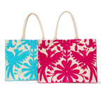 Flora and Fauna Embroidered Tote Bag - Set of 2