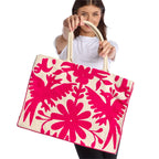 Flora and Fauna Embroidered Tote Bag - Set of 2