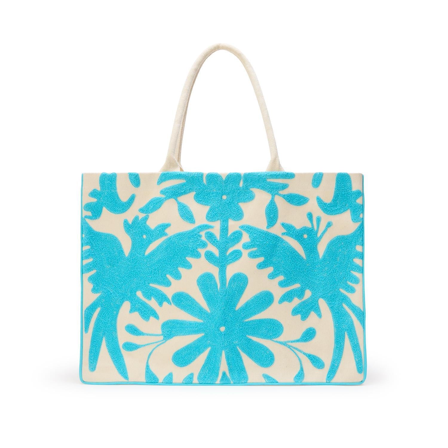 Flora and Fauna Embroidered Tote Bag - Set of 2