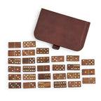 Chestnut Genuine Leather Domino Set Includes: 28 Wood Domino Pieces