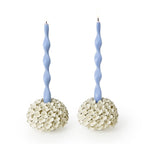 Set of 2 Hand-Crafted White Hydrangea Flower Bud Vases/Taper Candlestick Candleholders