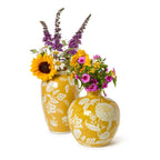 Flora and Fauna Set of 2 Yellow Floral Vases Includes 2 Styles
