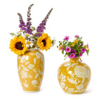 Flora and Fauna Set of 2 Yellow Floral Vases Includes 2 Styles