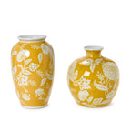 Flora and Fauna Set of 2 Yellow Floral Vases Includes 2 Styles