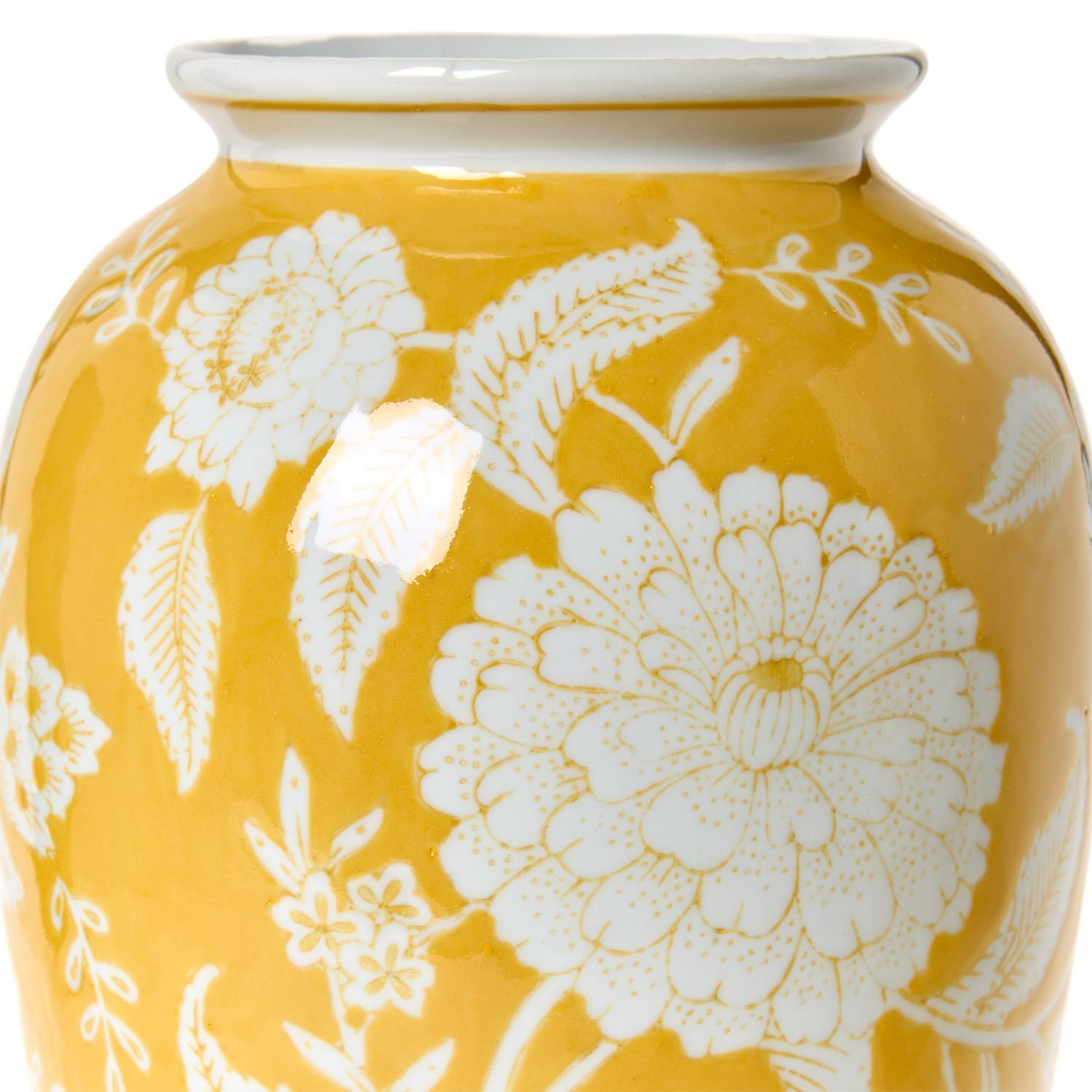Flora and Fauna Set of 2 Yellow Floral Vases Includes 2 Styles