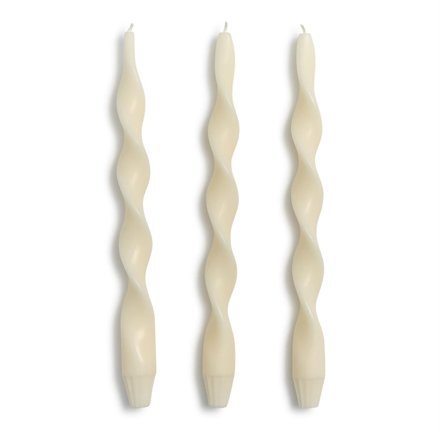 Twist and Glow Set of 3 Ivory 12" Twist Taper Candles in Gift Box - ABT 10 Hrs./2.89oz./82g