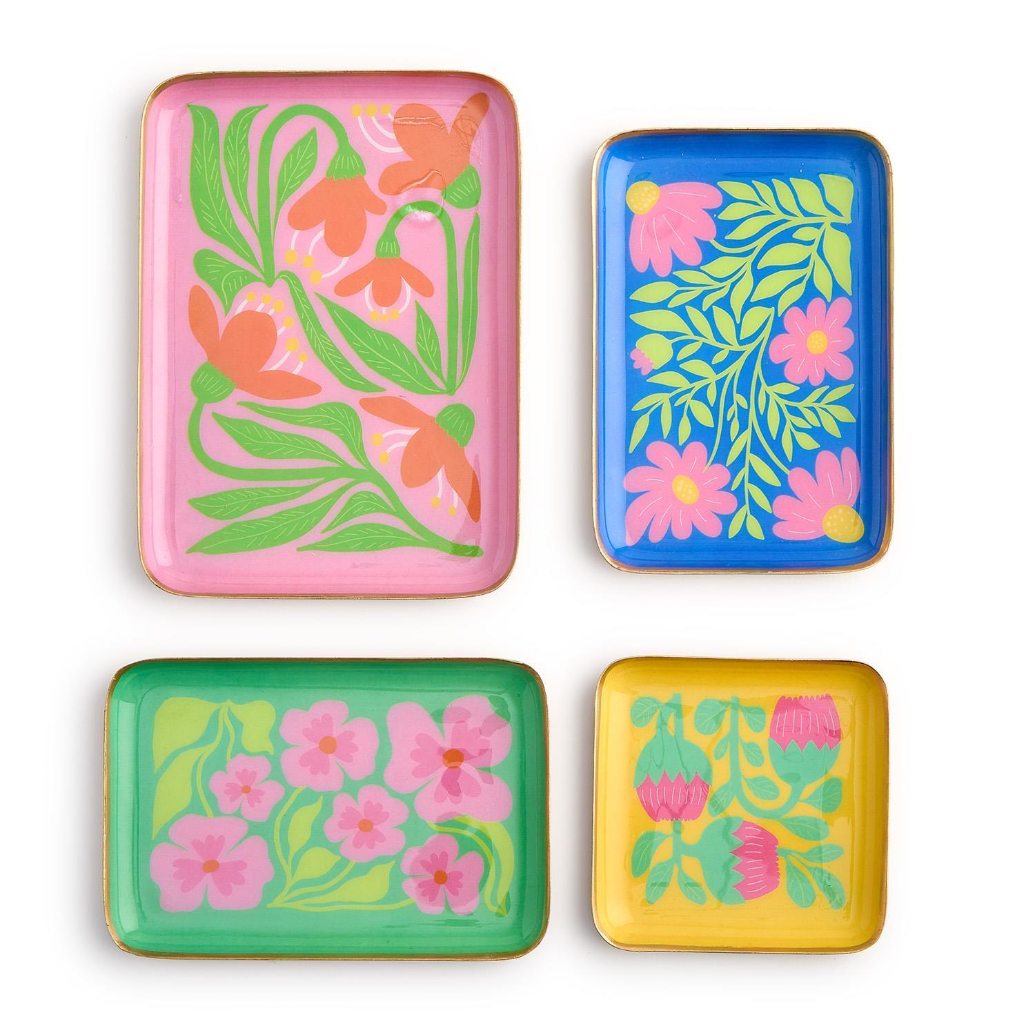 Petal Pop Metal Trinket / Desk Trays - Set of 4